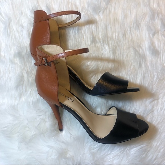 Nine West Acre Leather Black/Brown Heels 7.5M - Picture 4 of 14